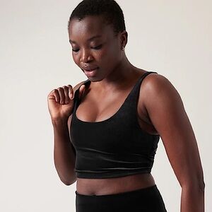 Athleta Black Velvet Cut Out Back Crop Yoga Top A-C